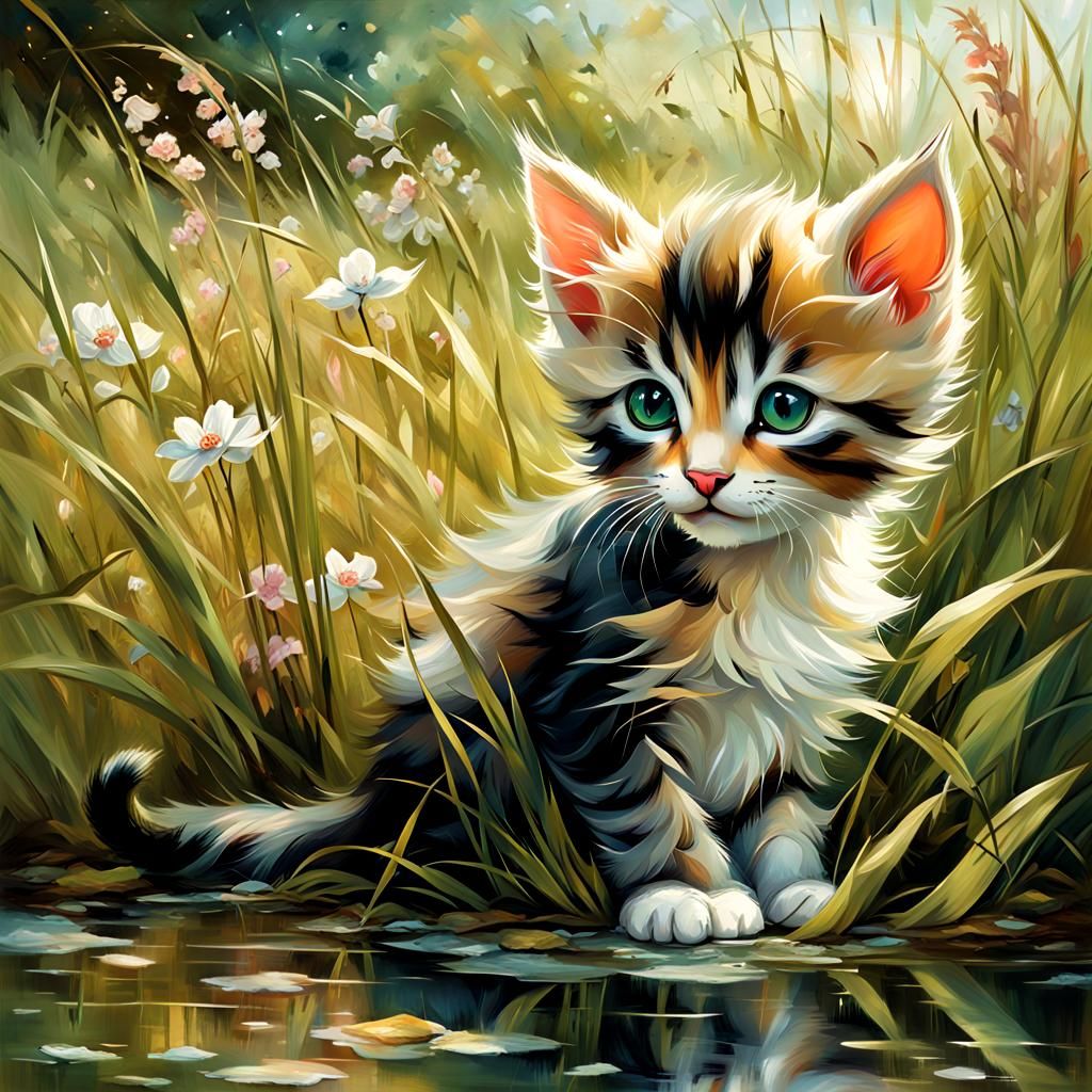 A Kitten in The Grass - AI Generated Artwork - NightCafe Creator