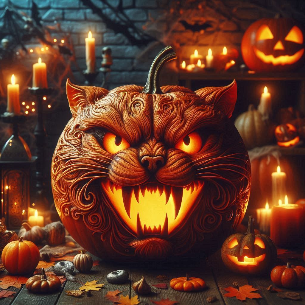 Cat Jack-O-lanterns, a series