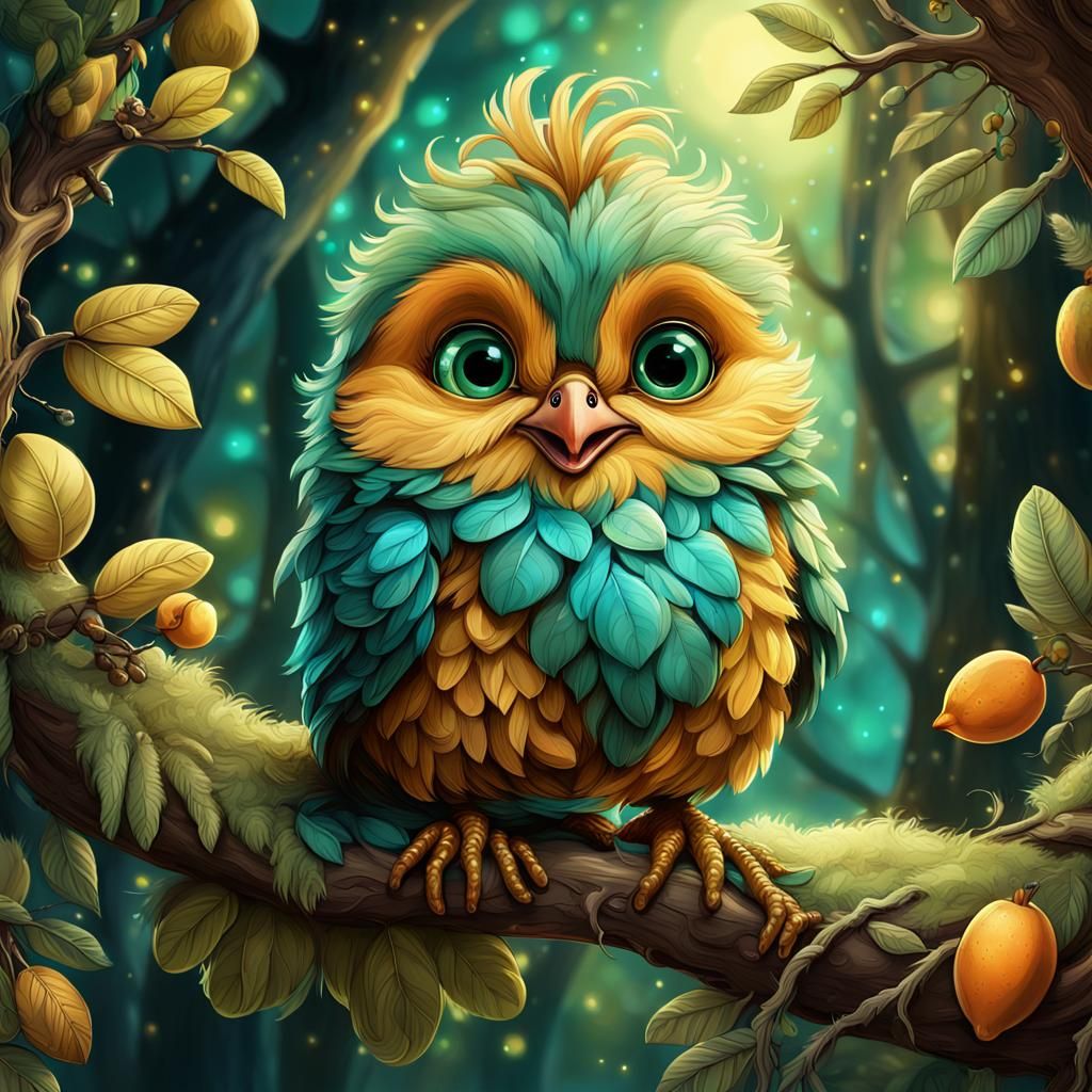 an Adorable a forest happy bird 