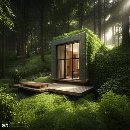 Modern cabin in the forest - AI Generated Artwork - NightCafe Creator