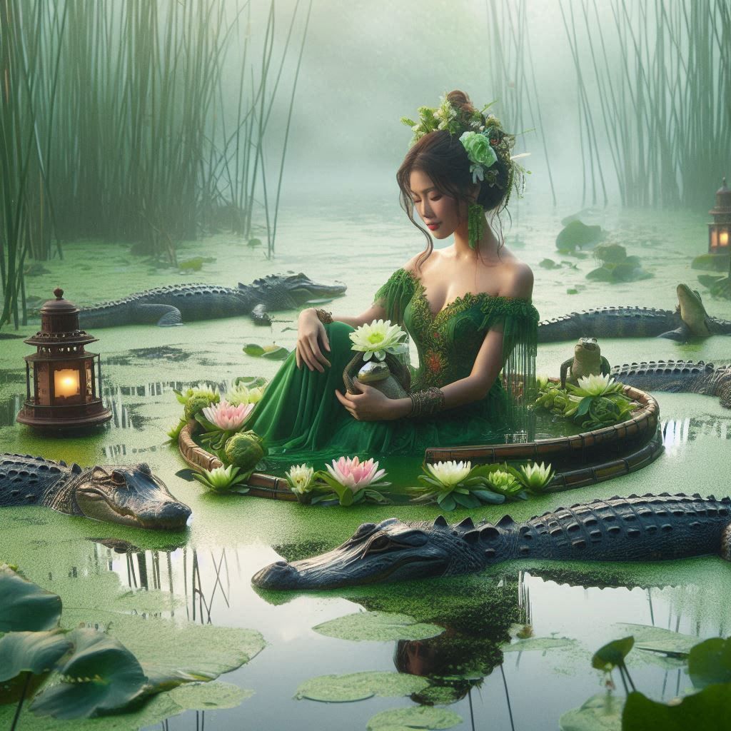 Flower basin in a swamp