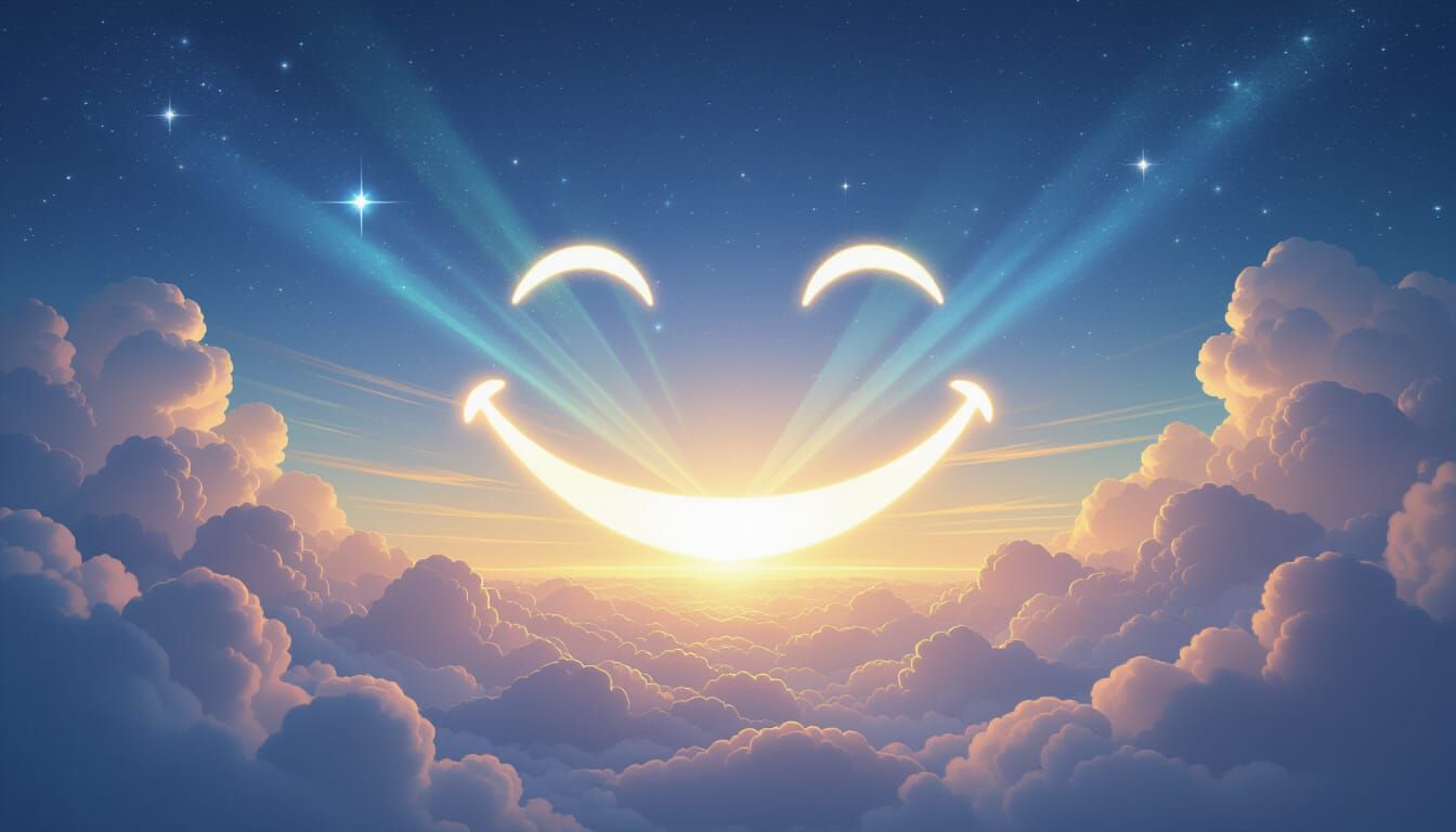 Giant Glowing Smile in Dreamy Sky