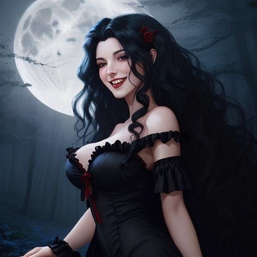 Beautiful woman vampire with beautiful smile and beautiful t...