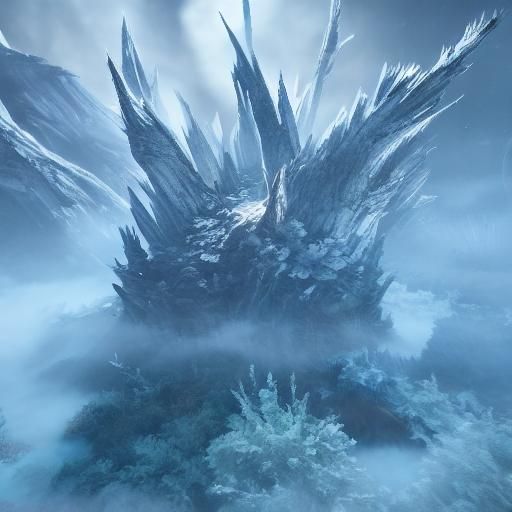 Red Ice Spikes Pierce Dark Sky in Digital Art