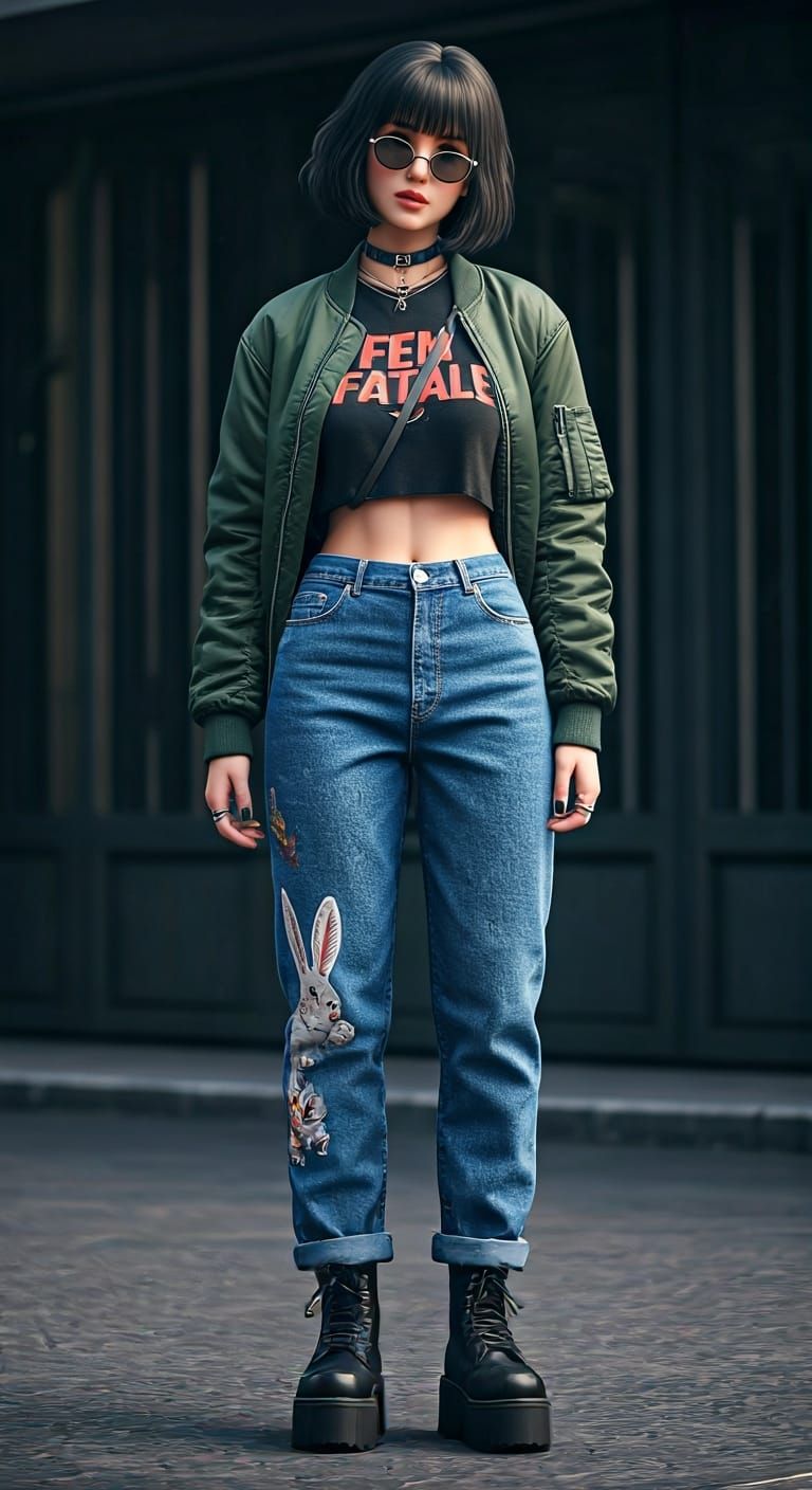 Stylish Woman Posing in Bangkok, Anime Art