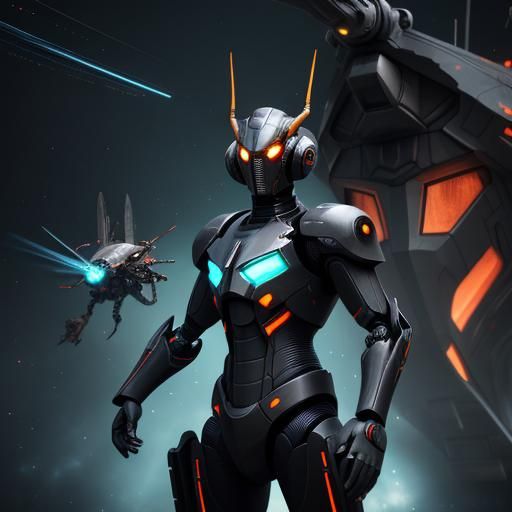 Wasp robotic insect, Front blasters bouble machine guns, Rob...