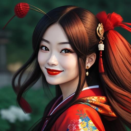 Anime Portrait of Beautiful Woman in Genshin Style