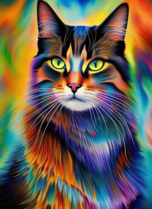 Fluffy cat portrait - AI Generated Artwork - NightCafe Creator