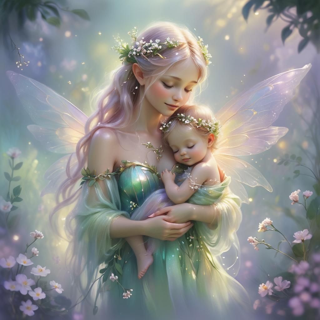 The blackberry fairy with a baby  by @Corn Clay