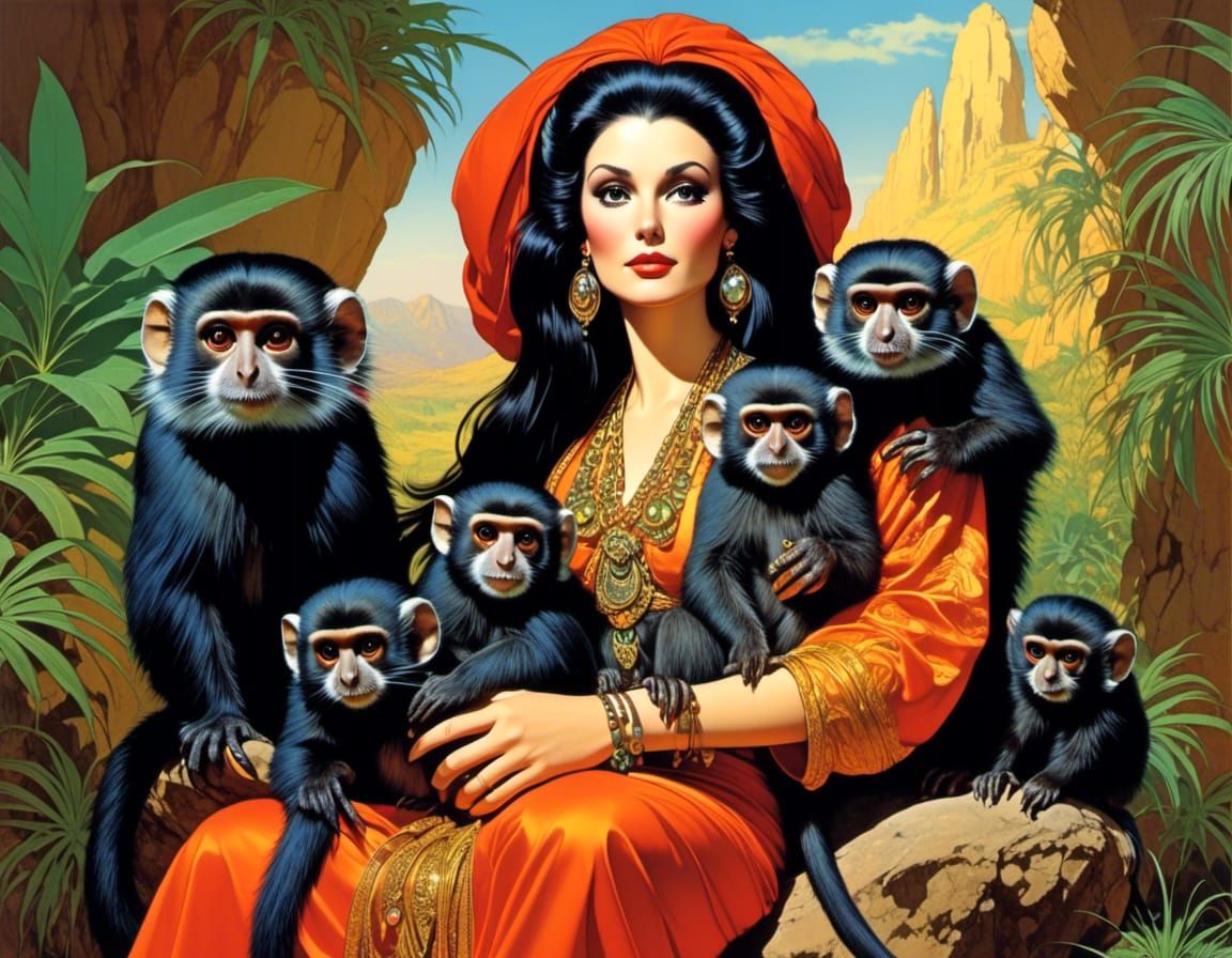 woman with marmosets