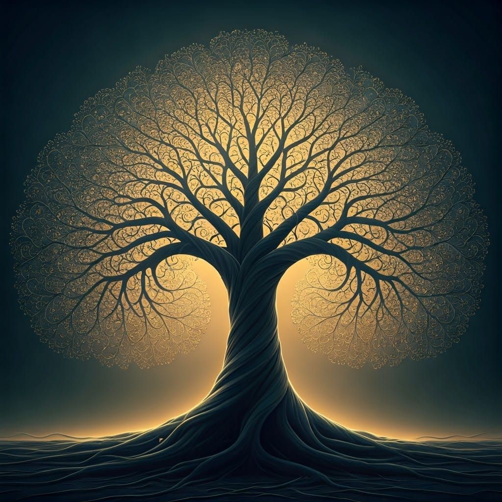 A tree where each branch splits into identical smaller branches  by @Soralba