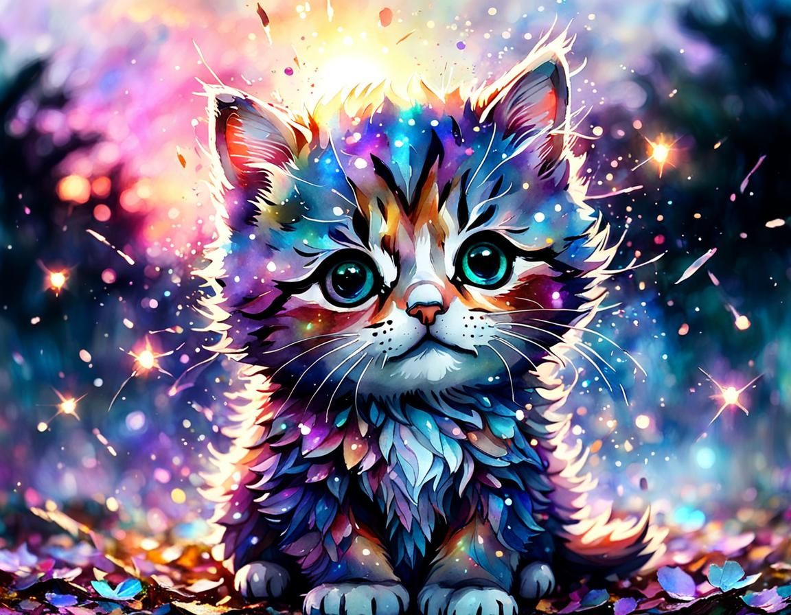Glitter confetti kitten AI Generated Artwork NightCafe Creator