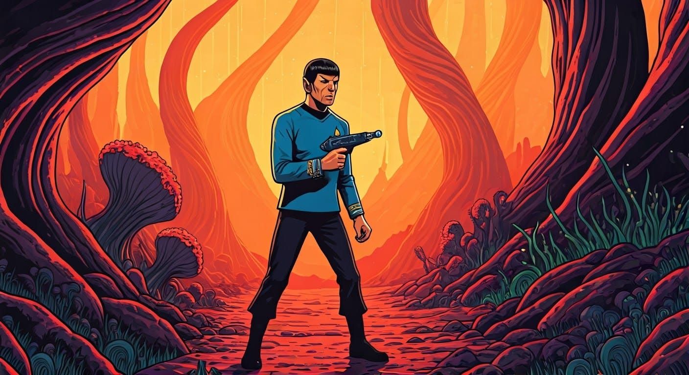Spock with phaser  by @RedDalek