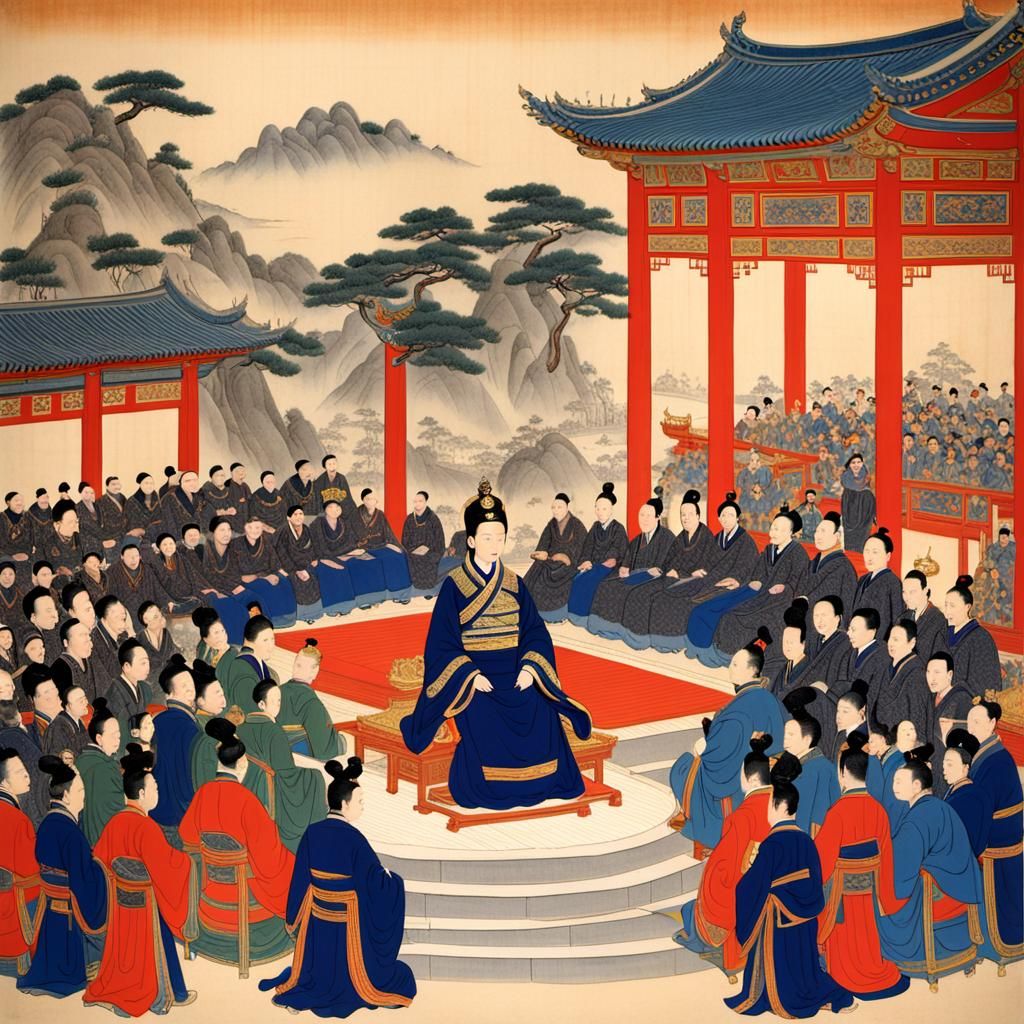 Wu Zetian Presides Over Court Meeting: Neo-Impressionist Pai...