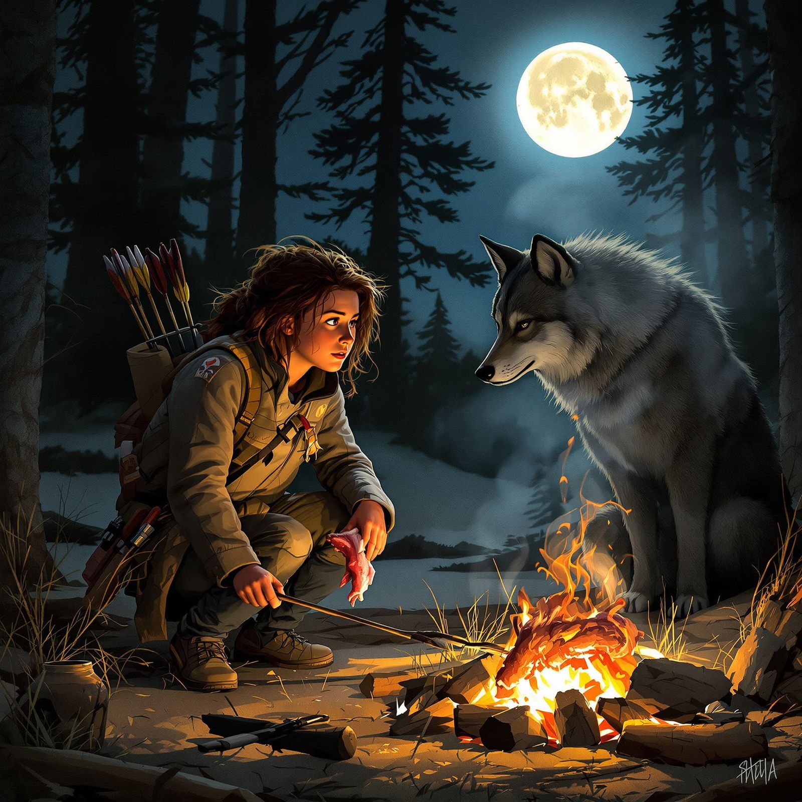 CHAPTER ONE CONTINUES: FIRELIGHT AND FUR.
Elioaré  and Shiloh.  by @Dawn68