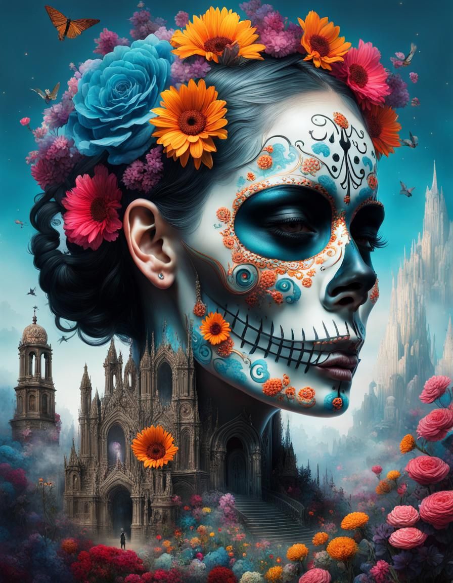 Fantastical sugar skull - AI Generated Artwork - NightCafe Creator