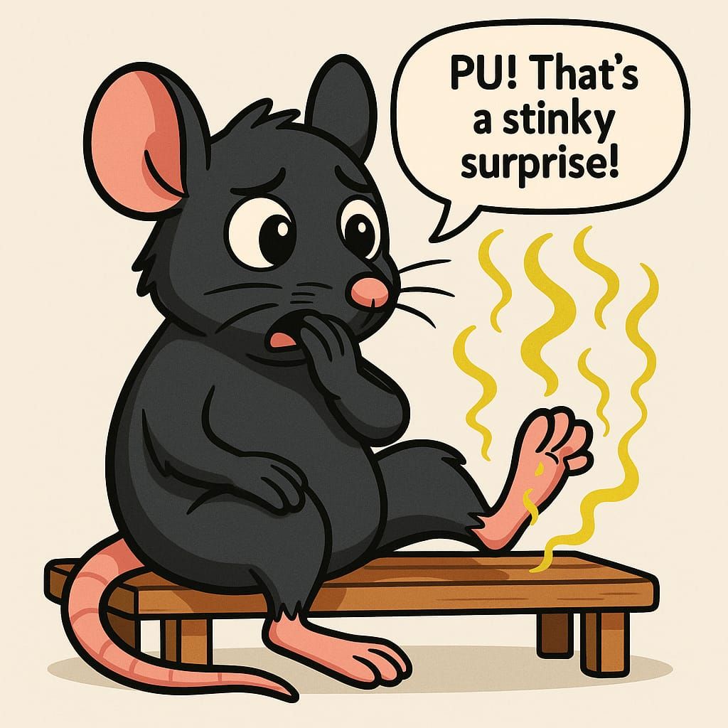 A rat with stinky feet.