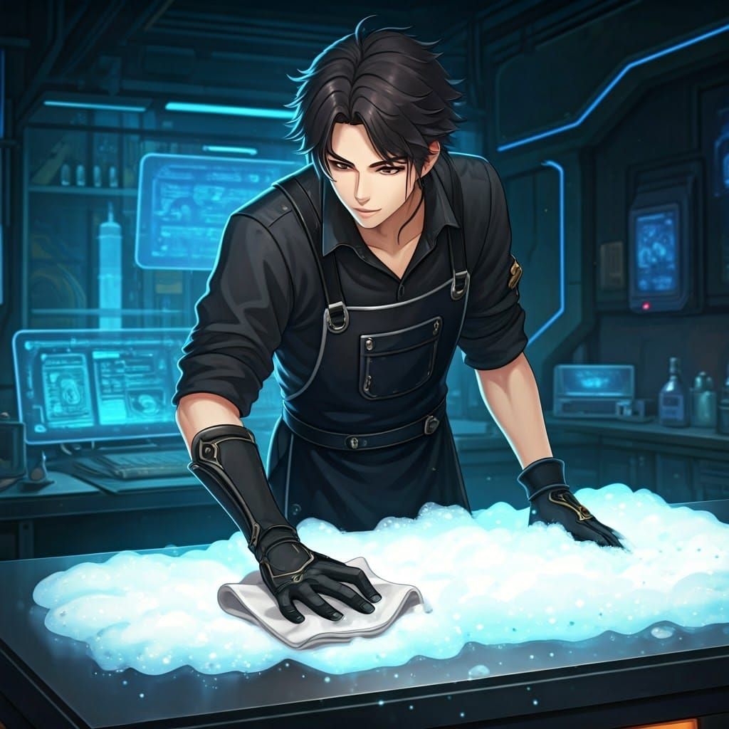 Young Scientist in Futuristic Laboratory