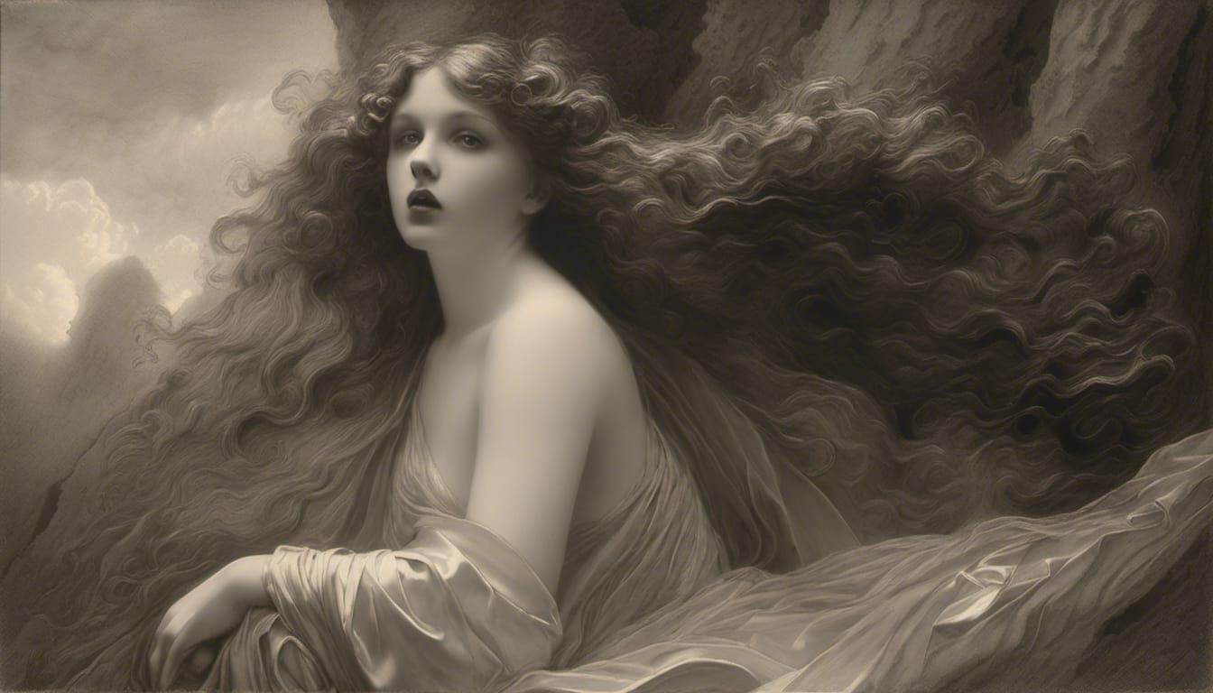 "Forlorn Beauty" Gorgeous, Dramatic Lighting, Foreboding, Intricately Designed , Elaborate, Scenic, Hyper-Detailed, Delicate; Complex, anthr...