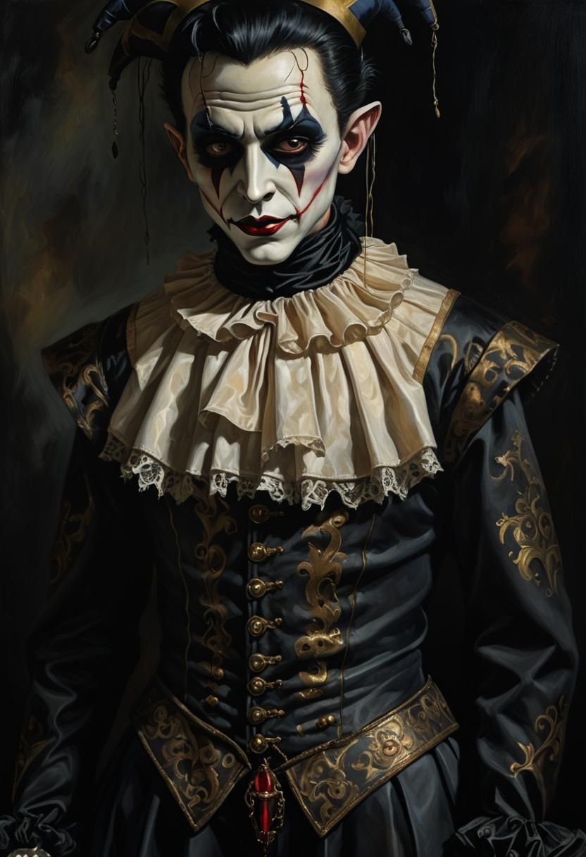 evil possessed male marionette jester doll with a beautiful ...