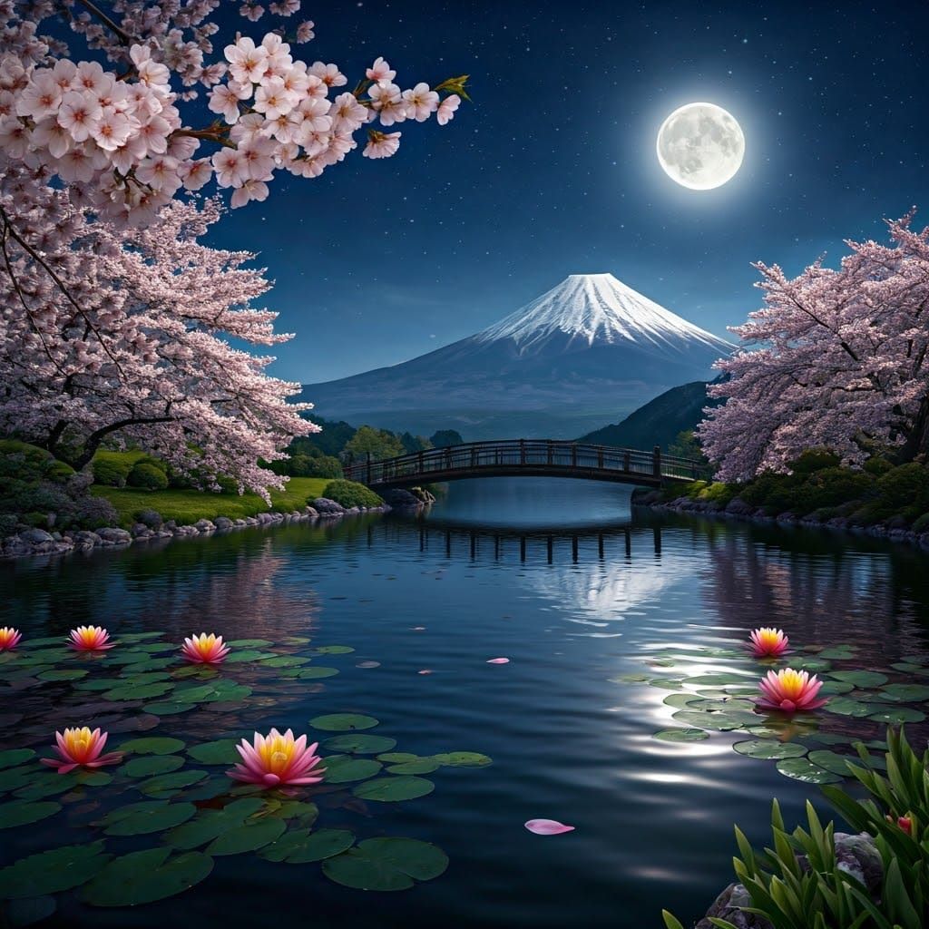 Cherry blossoms at night.  by @Kerlon