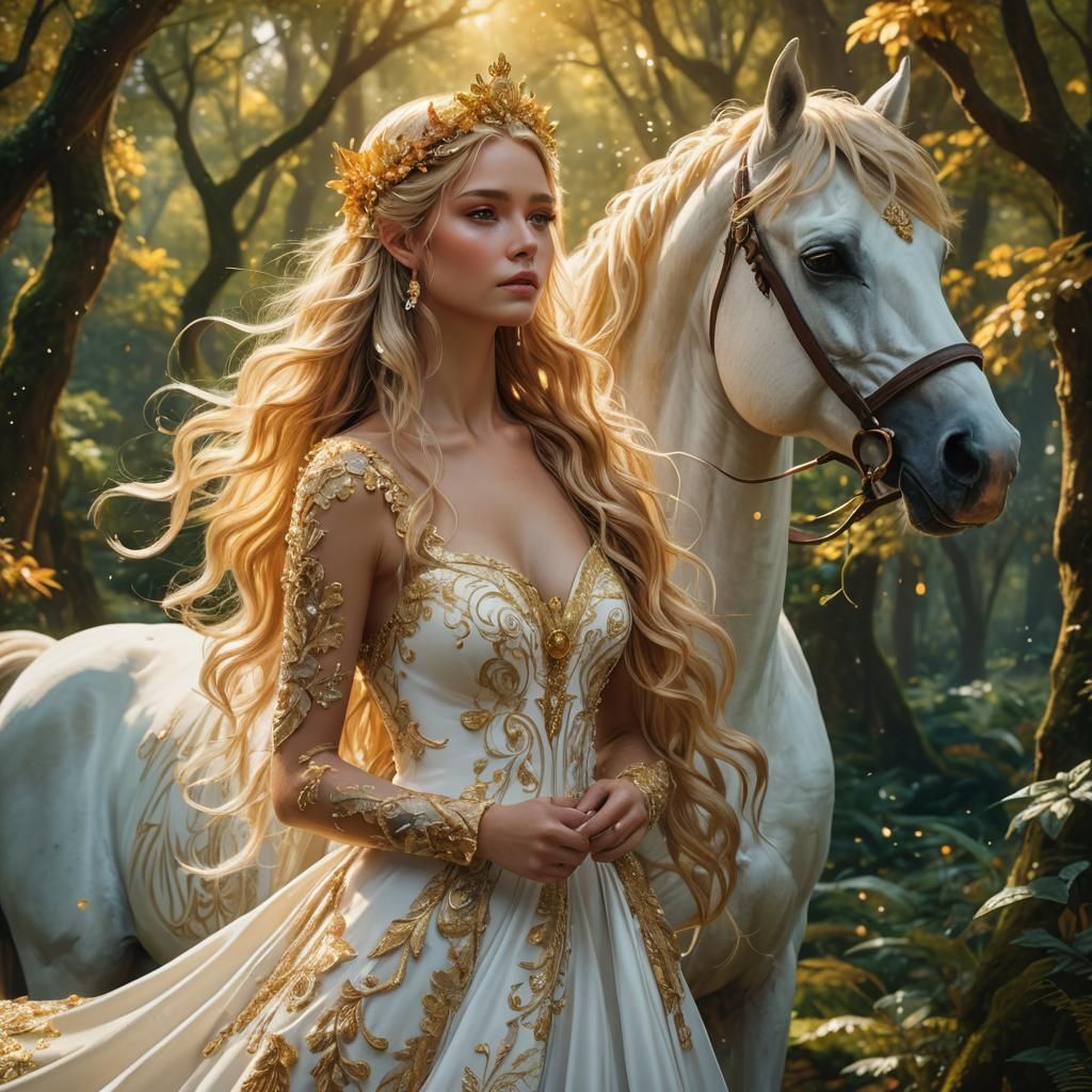 beauity ful girl and hourse