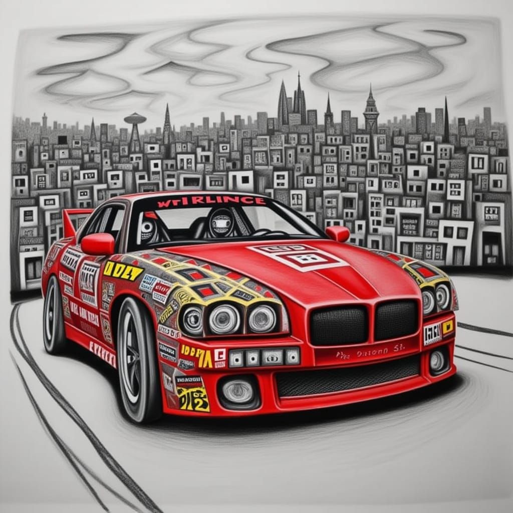 <lora:CHARCOAL DUSK:1.0> Car race