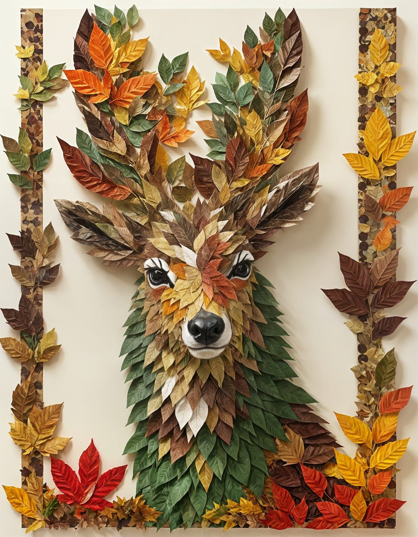 Deer of the Fall Paper Collage  by @Lunarelle