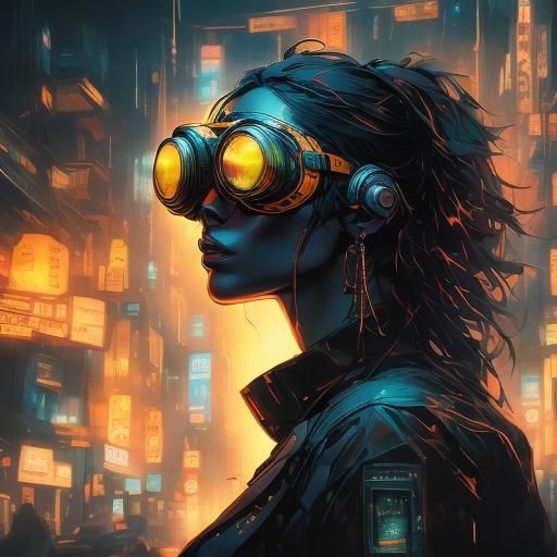 <lora:AniMidJ:1.0>  <lora:Murraypunk SD15:0.77> Closeup_Portrait Beautiful cyberpunk girl with goggles reflecting a galactic_sky!!!" Galaxie...