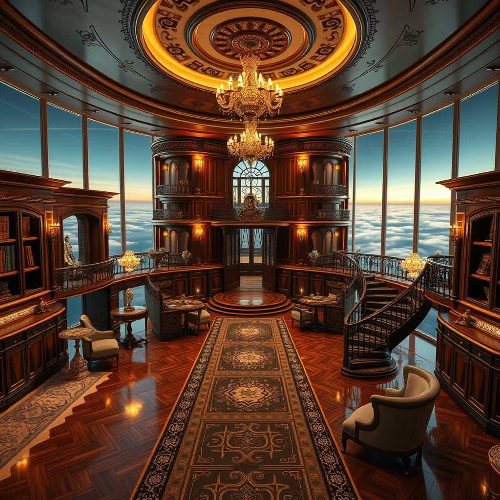 Majestic Floating Mansion in a Dreamlike Panoramic Landscape