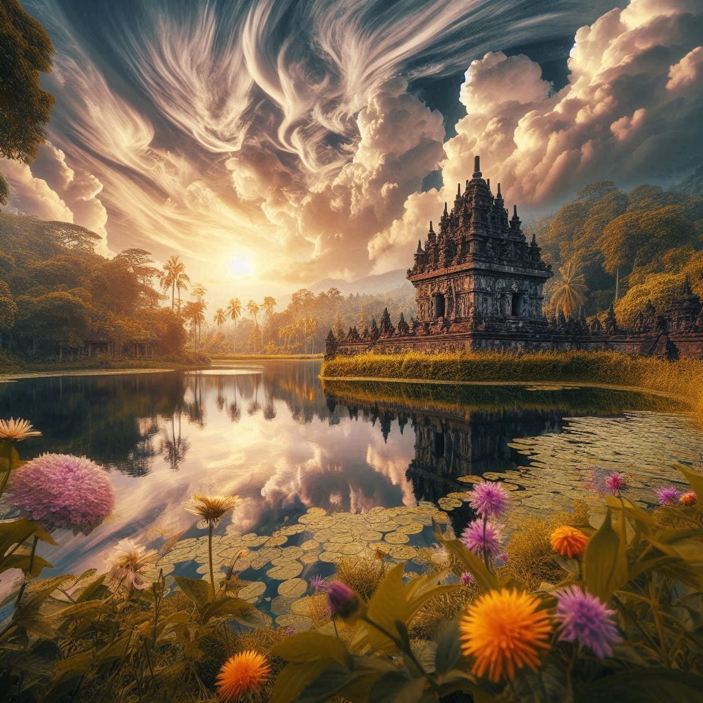 Serie inside: detailed indonesian ancient temple in the jungle