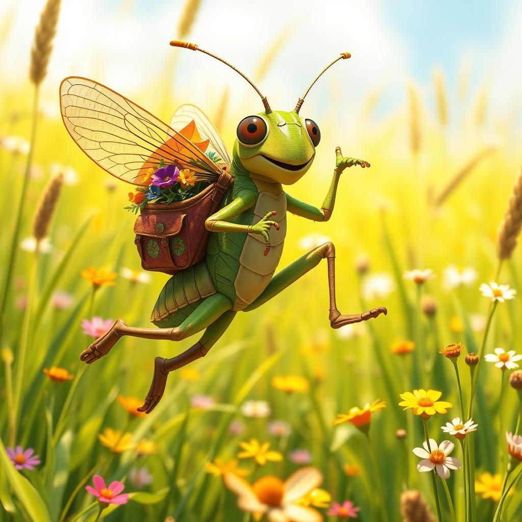 A cute grasshopper, leaping into the air.  by @Mr Mrs Meadows