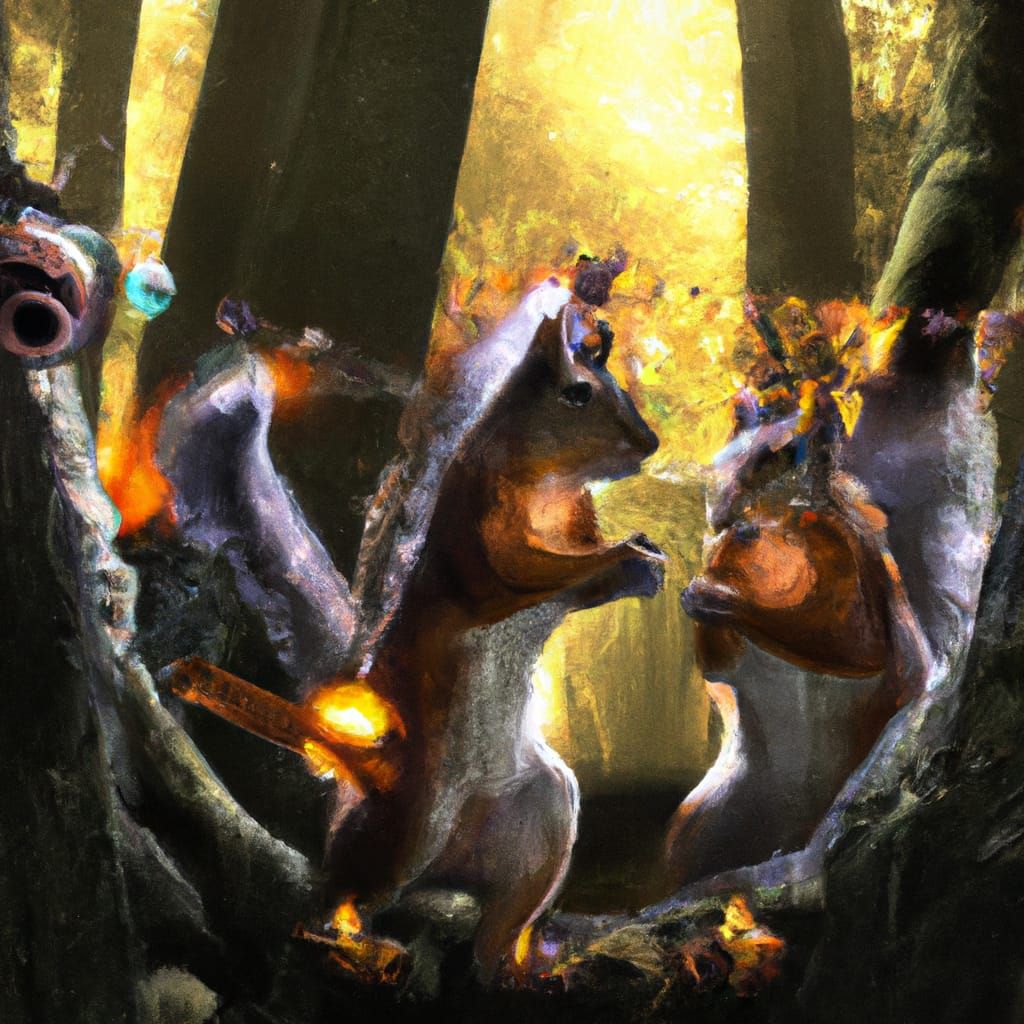Squirrels at a pagan rave, Behance HD AI Generated Artwork