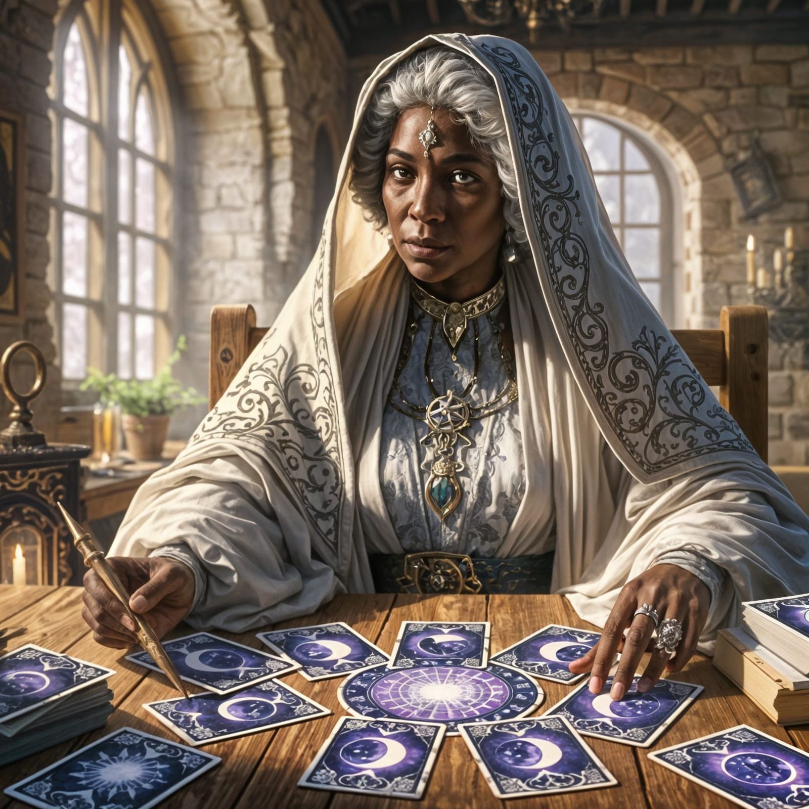 Fortune Teller of the White Robes in the room of the Black R...