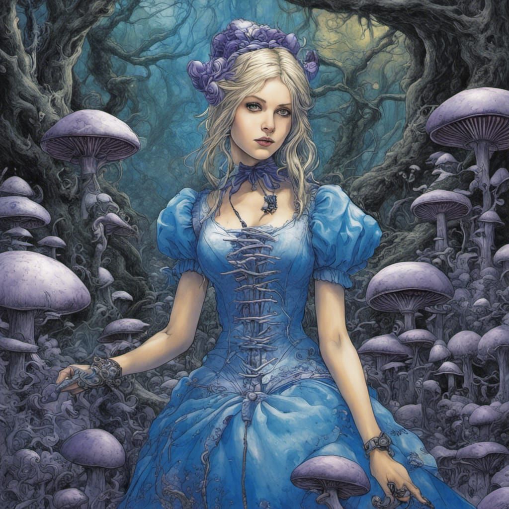 Alice in the Mushroom Forest  by @AOK