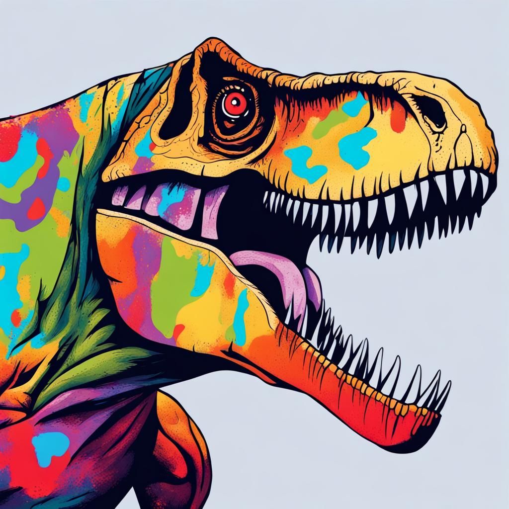 Dinossauro T-rex feliz e divertido bem colorido