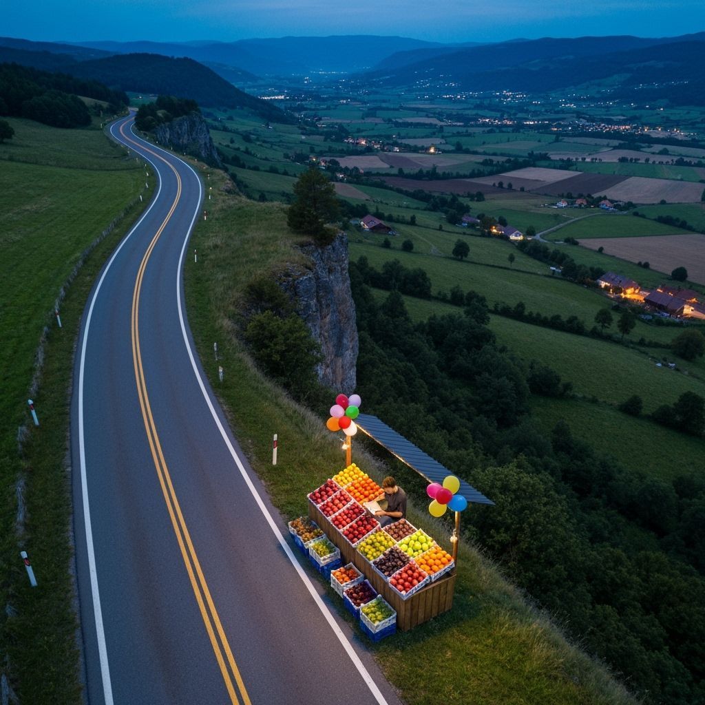 Bird's Eye View of Roadside Fruit Stand