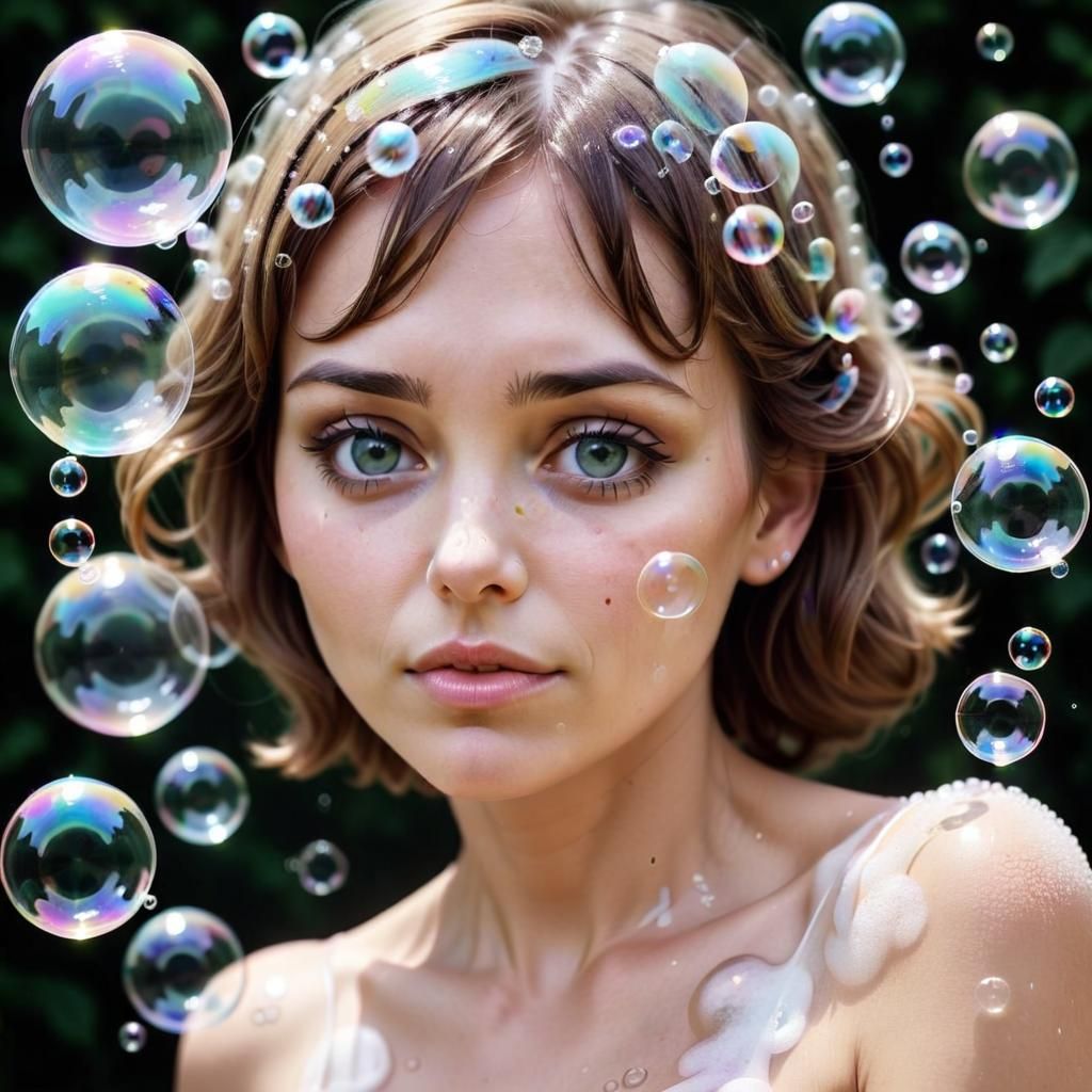 30 year old womanmade purely from soap bubbles 1.9 AI Generated