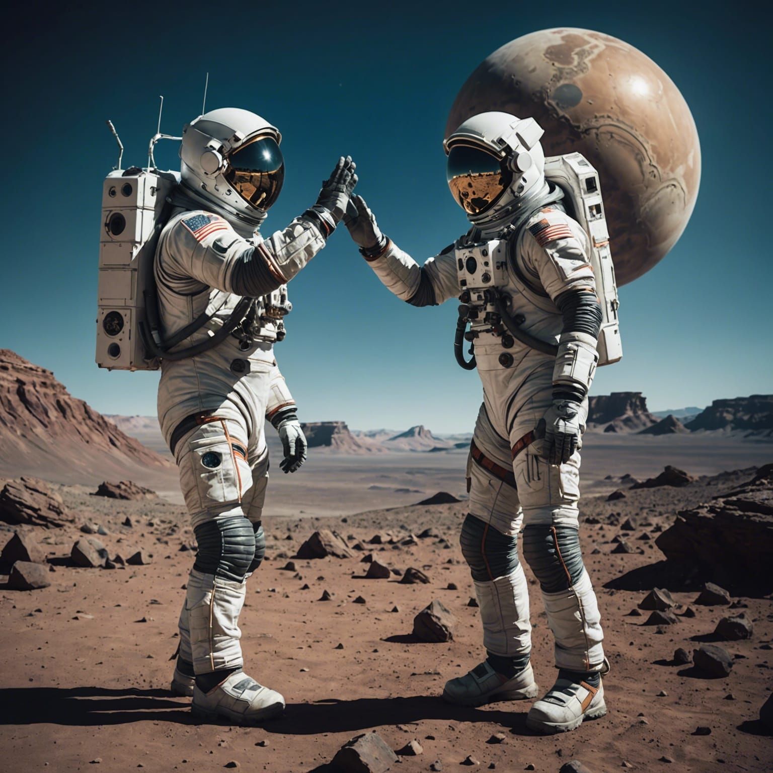 "That's One High-Five for Man, One Giant Celebration for Mankind"  by @Mark_Loves_Coffee_