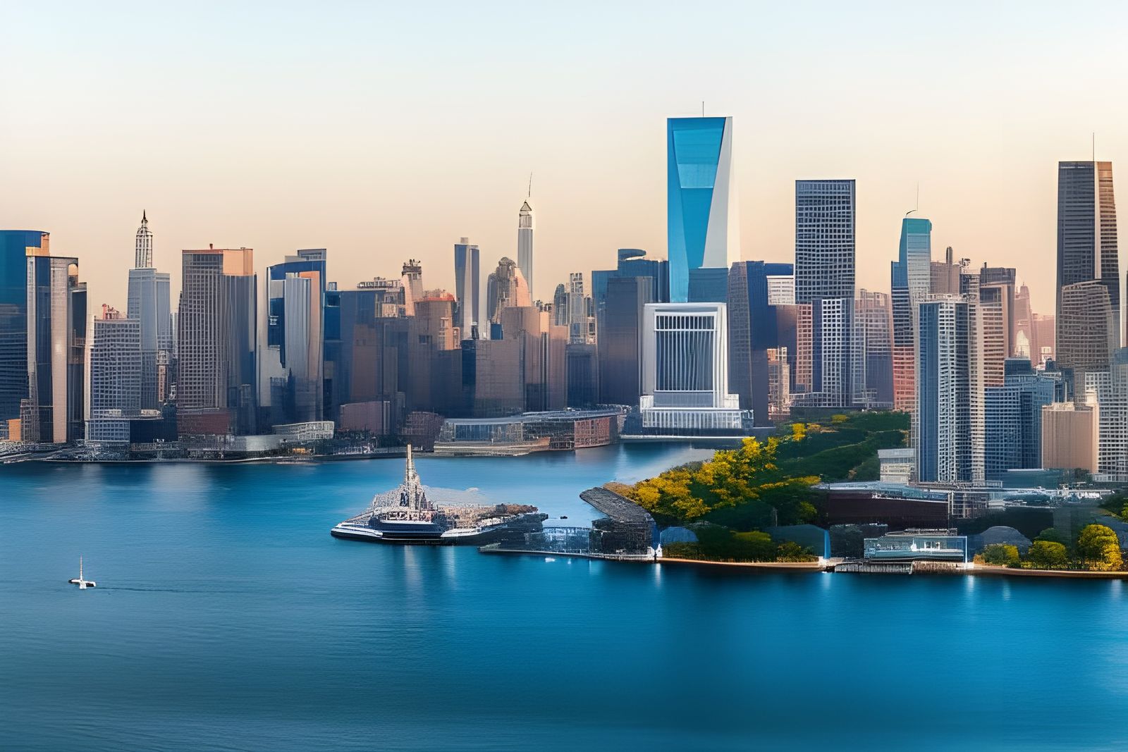 Bird's eye view of New York City Skyline.