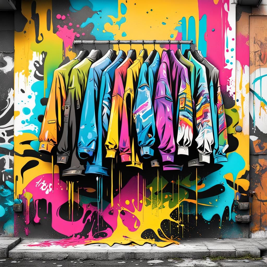 Modern Clothing Store in Graffiti Street Art Style