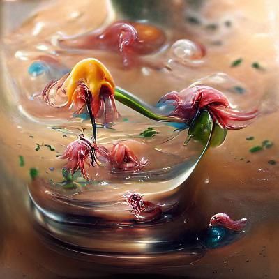 Whimsical flowers, liquid