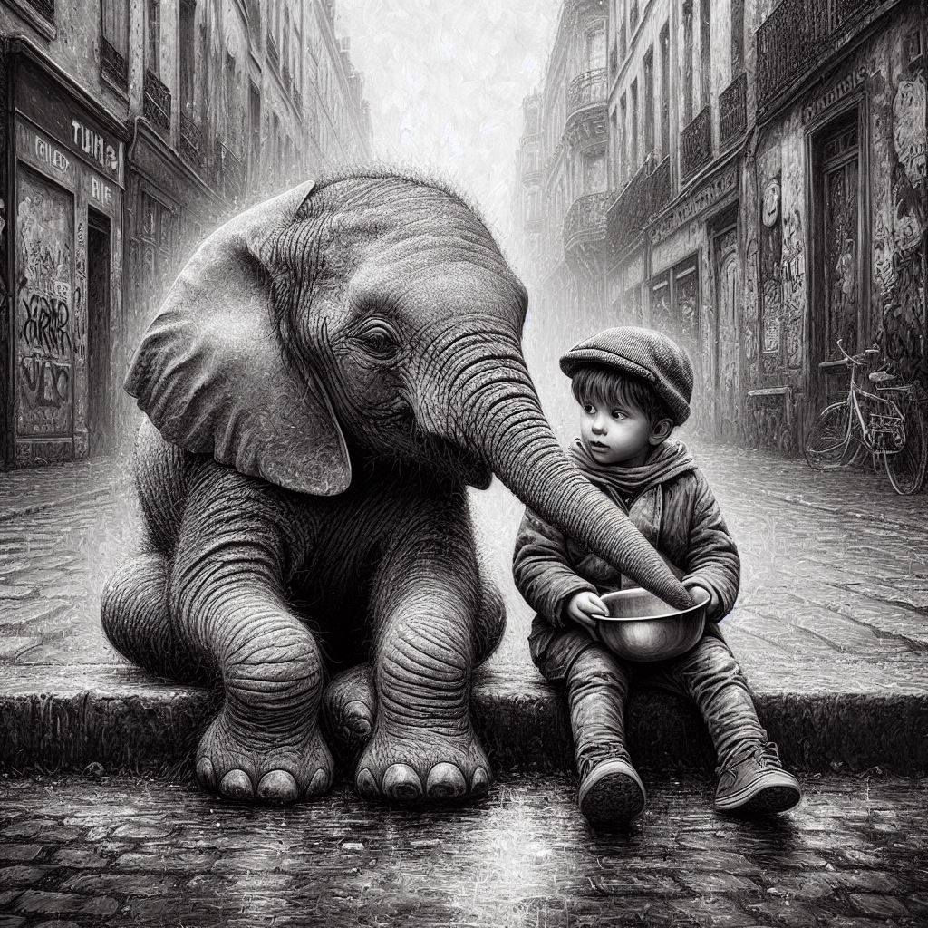 Baby Elephant and Boy