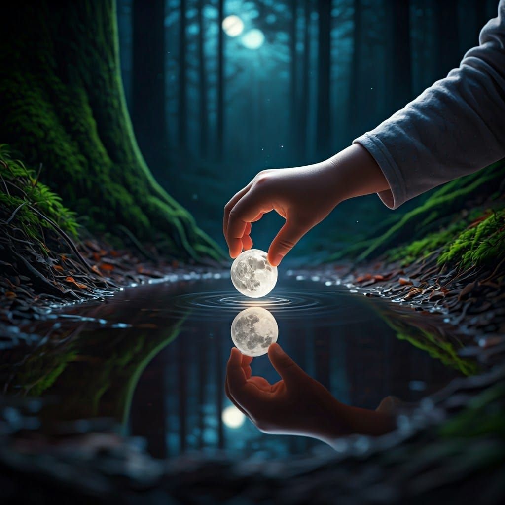 Playing with the MOON  by @JStLAiArt