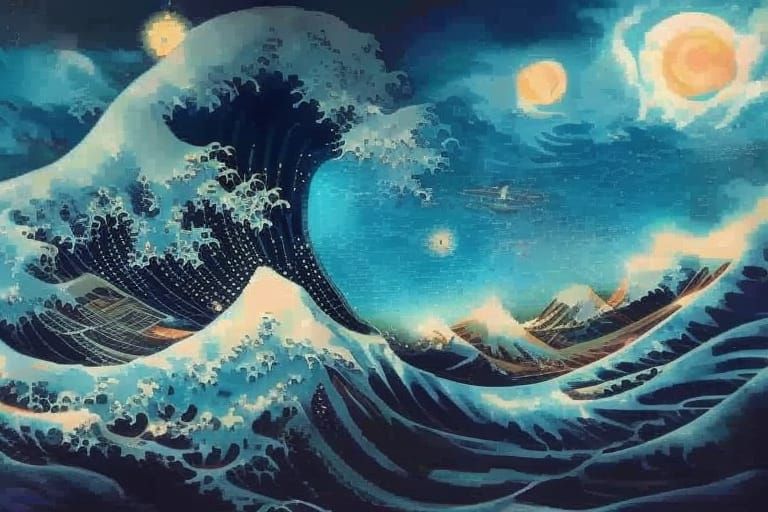 Stormy Seas with Ethereal Lights: A Digital Masterpiece