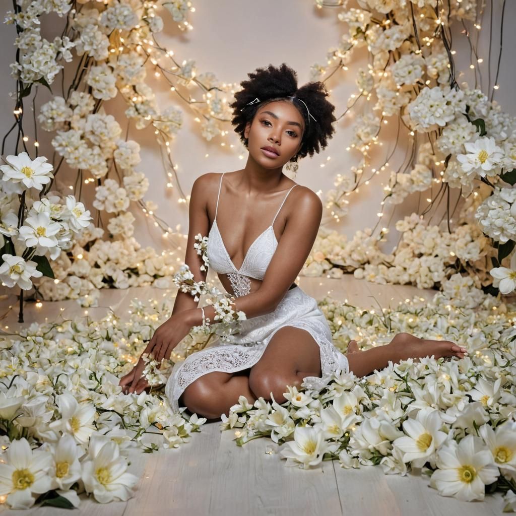 amazing beautiful full body and flowertattood black woman si...