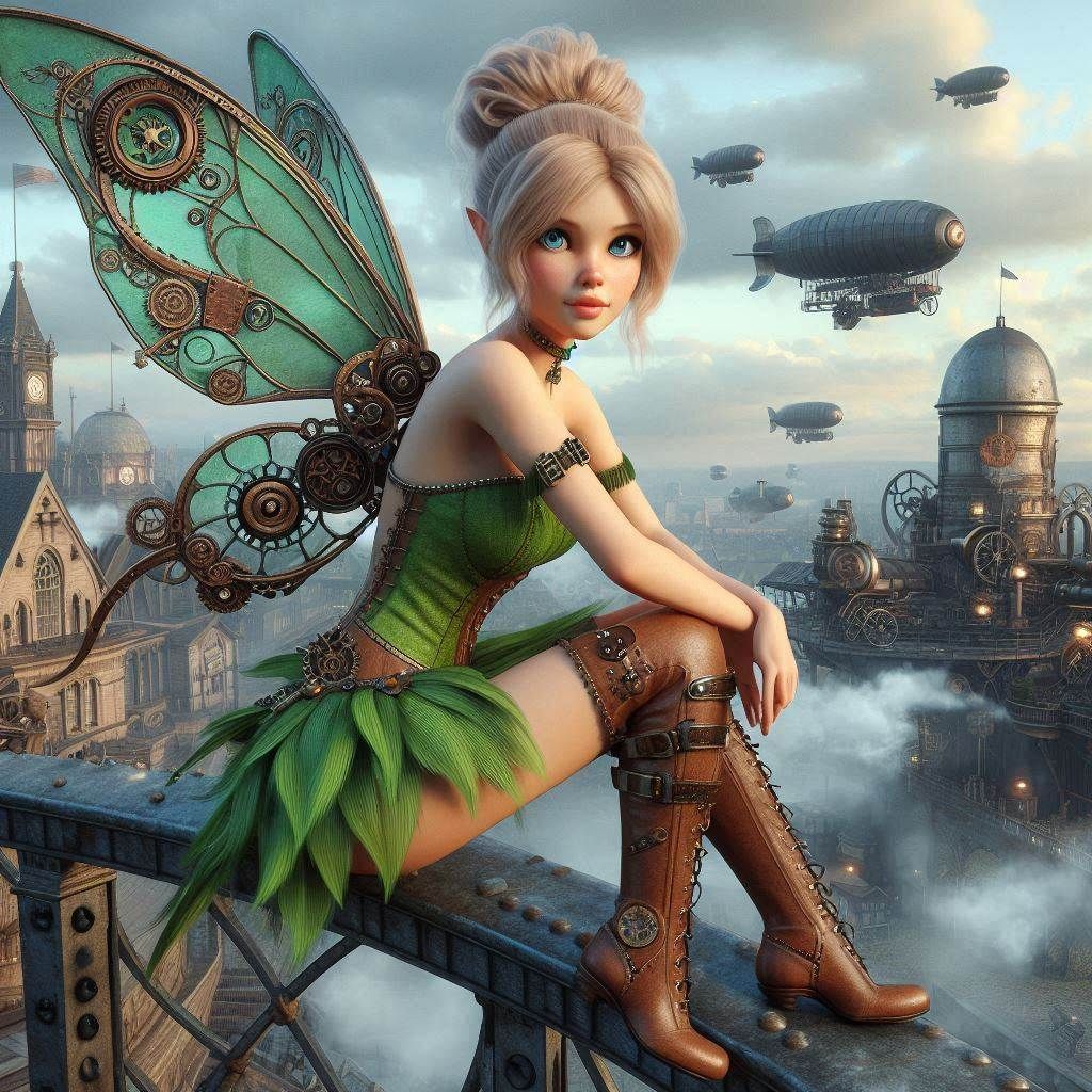 Steampunk Tinkerbell in Steampunk Victorian
