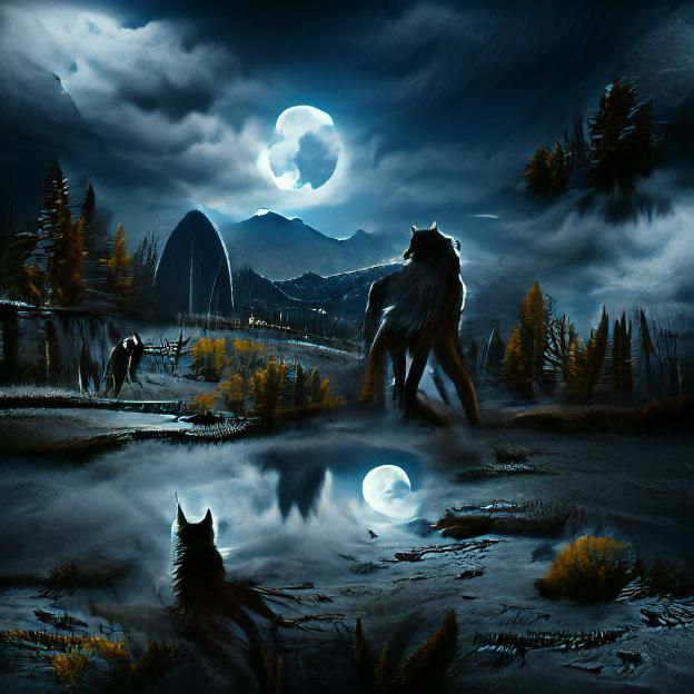 Premium AI Image  The dark night of the werewolf