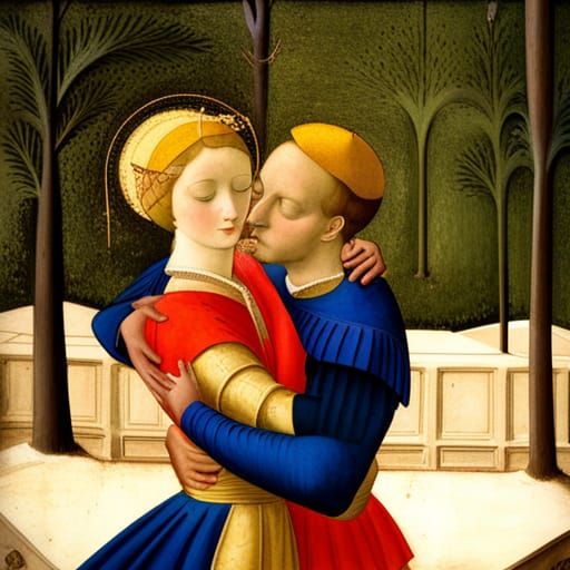 A couple dancing the waltz, Fra Beato Angelico style