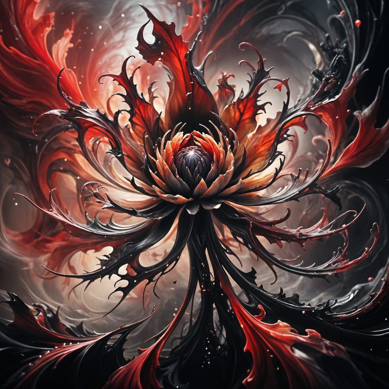 Malevolent Encaustic Flower
